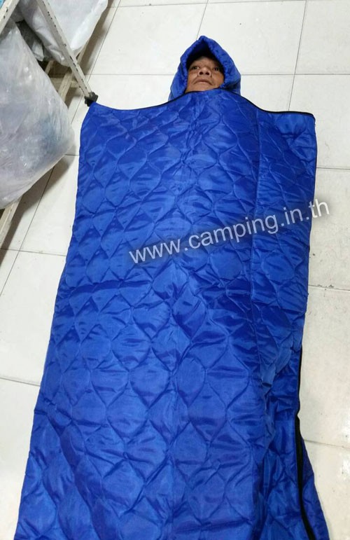 ถุงนอนราคาถูก รุ่น CL250 ขนาด 250 กรัม สีฟ้า มีฮู้ด