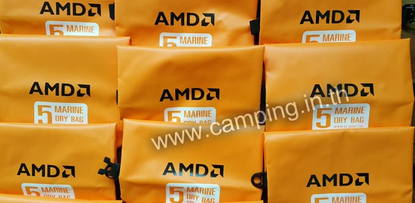 สกรีนโลโก้ กระเป๋ากันน้ำ MarineDry Bag ขนาด 5 ลิตร สีส้ม ของ AMD